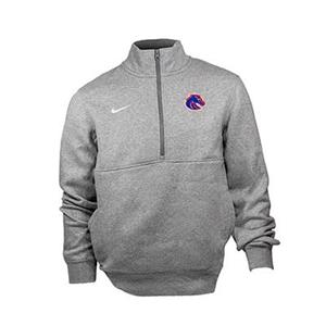Image of BOISE STATE 1/4 ZIP CLUB FLEECE LOGO NIKE -  darkheathergray